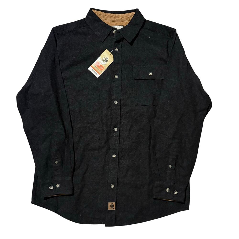 NWT Legendary Whitetails The Original Buck Camp Black Flannel Pockets Medium